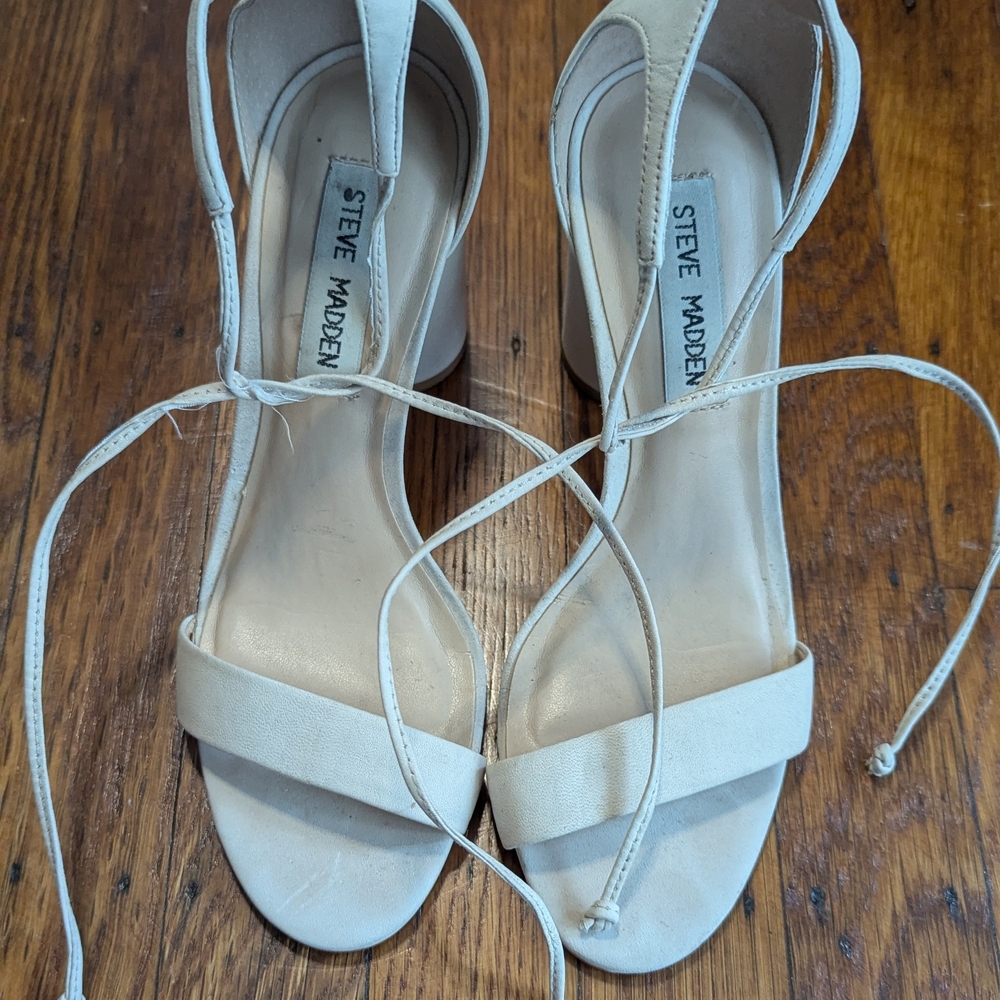 Steve Madden Women's Beige Ankle-Tie Heels